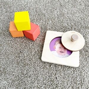 Lovevery my first wooden block set and my first puzzle